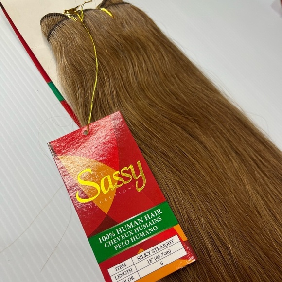 Straight  Human hair Natural light Brown 18 In Extension Weft #6 Light B… - Picture 5 of 8